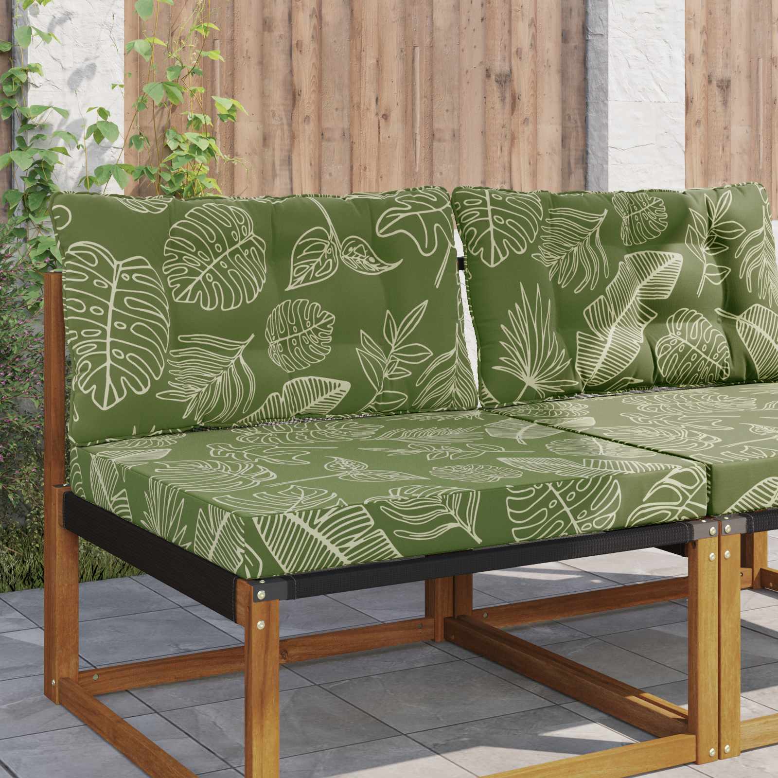 Utomhus Soffa Kudde Polyester Bladdesign 80 x 68,5 x 8 cm