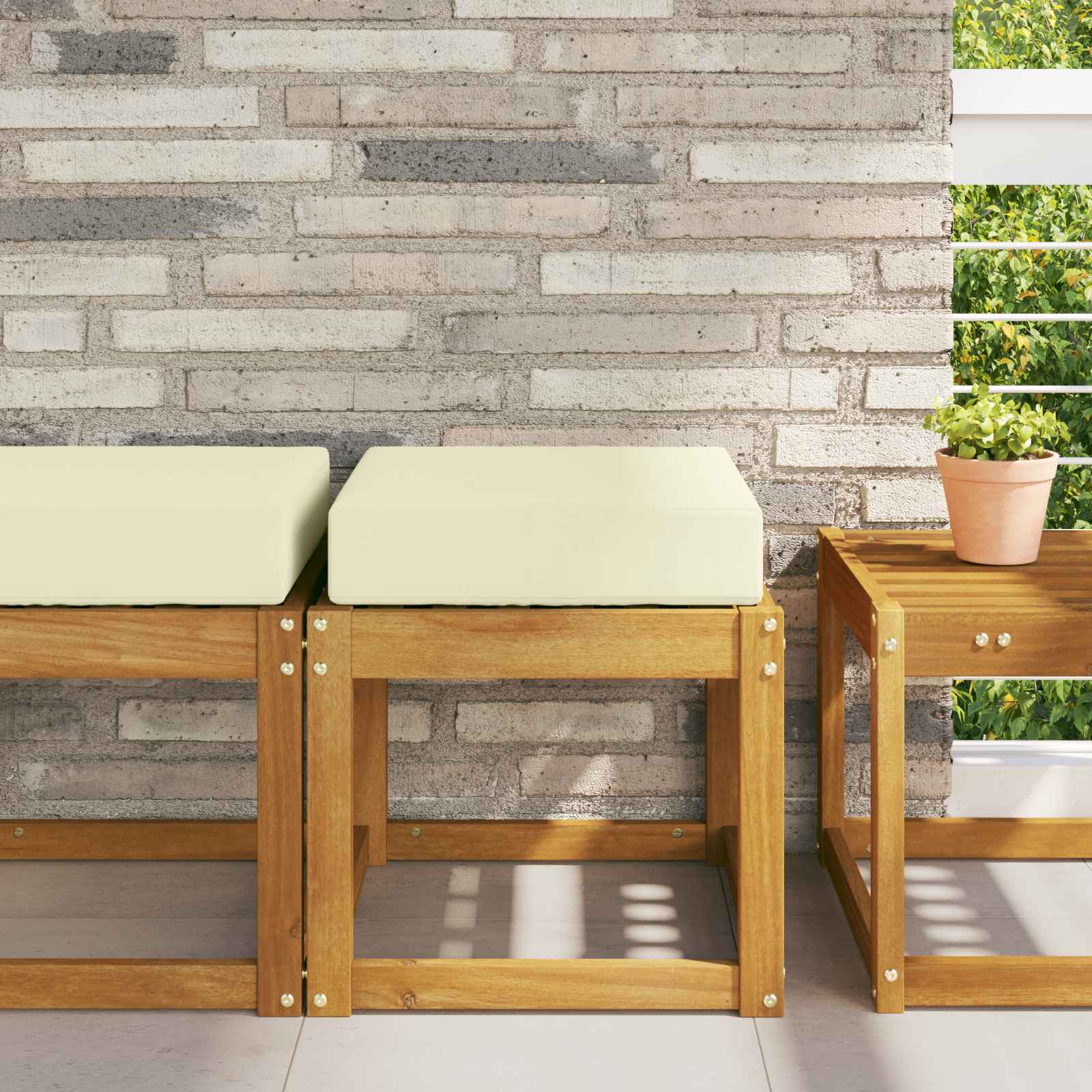 Utomhus sitskudde 100% Polyester Gräddvit 40 x 40 x 8 cm