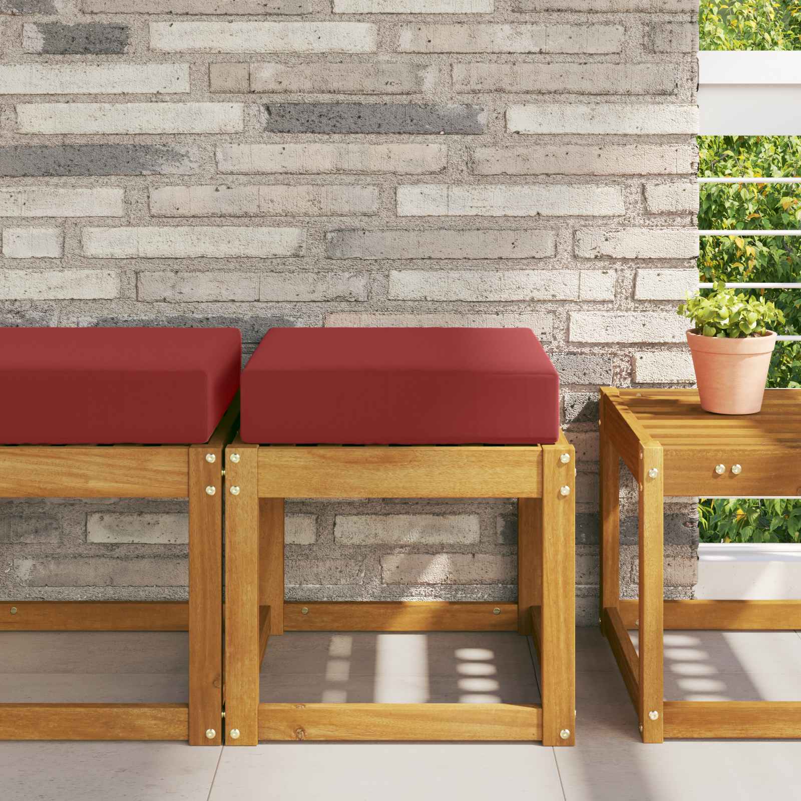 Utomhus sitskudde 100% Polyester Vinröd 40 x 40 x 8 cm