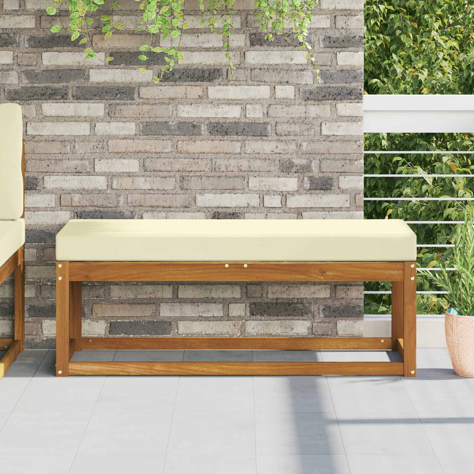 Utomhus sitskudde 100% Polyester Gräddvit 115 x 40 x 8 cm