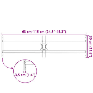 Fönstergaller Svart 115 x 30 cm Pulverlackerat stål