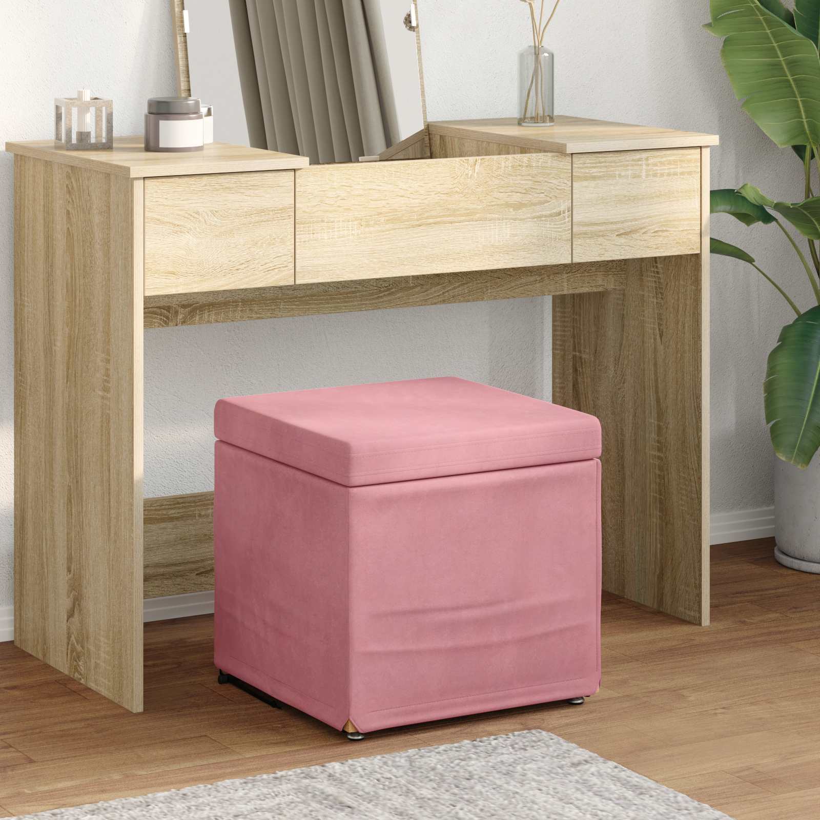 Pall Rosa 41 x 41 x 40 cm Sammet och konstruerat trä