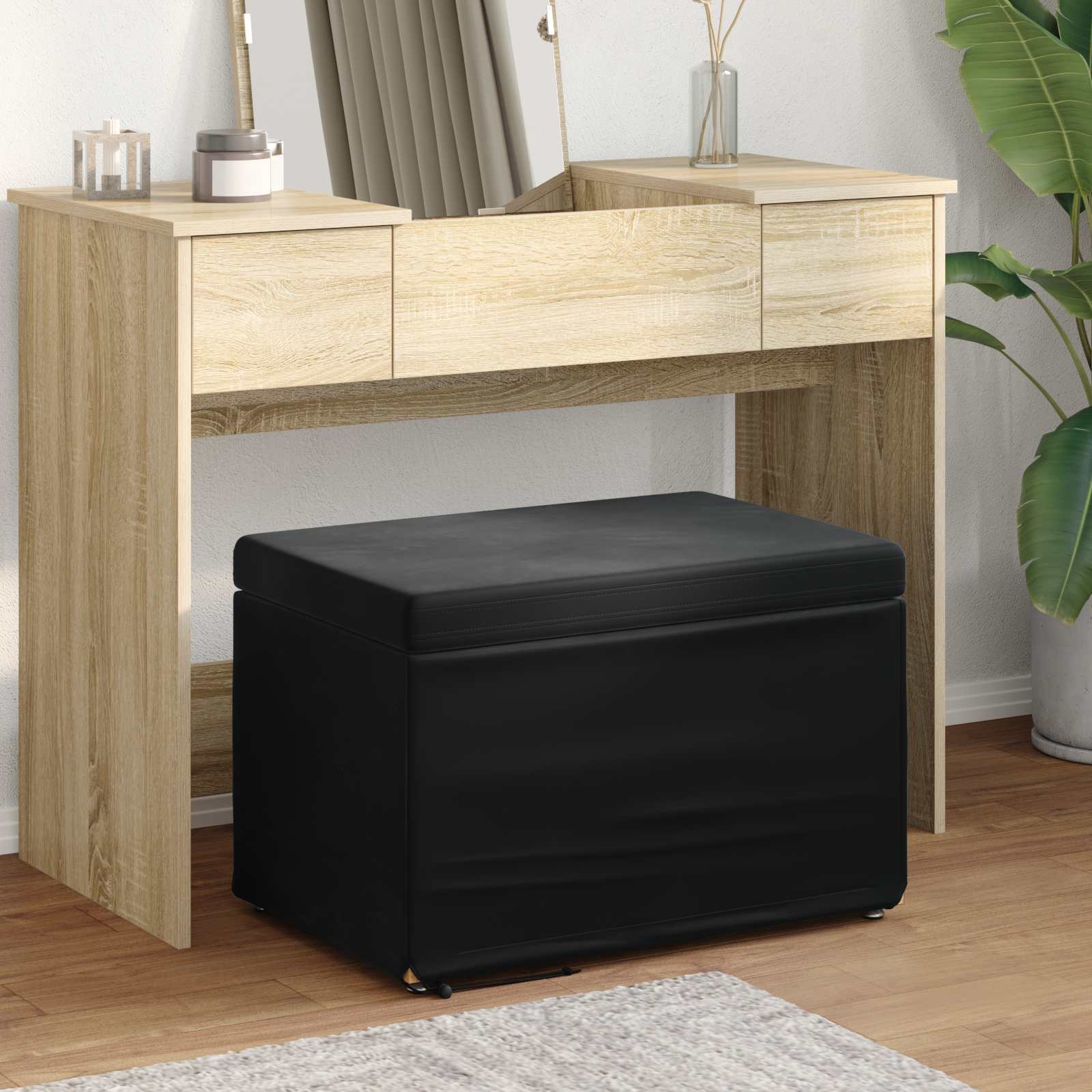 Pall Svart 61 x 41 x 40 cm Sammet och konstruerat trä