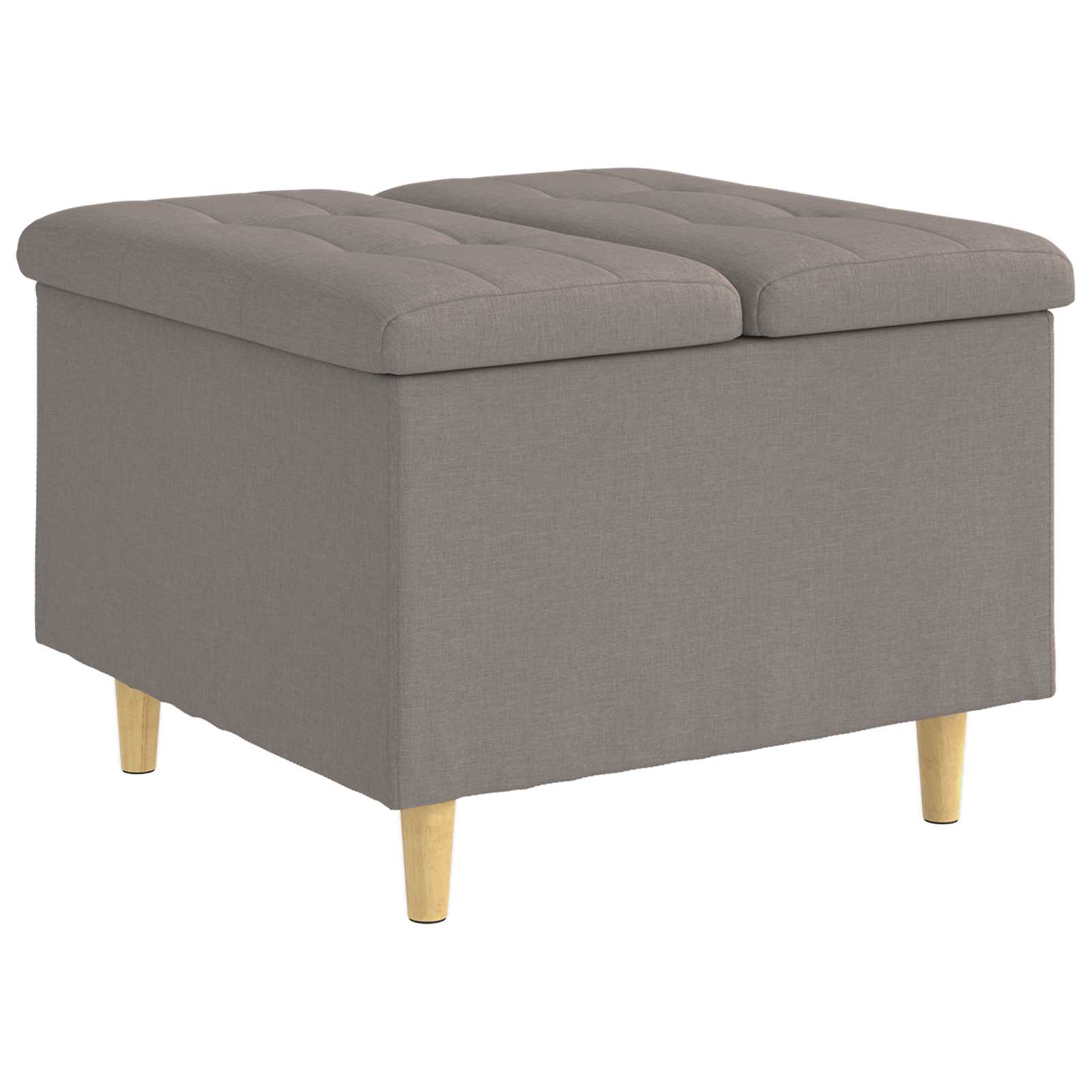 Ottoman med förvaring Taupe 60 x 60 x 45 cm tyg