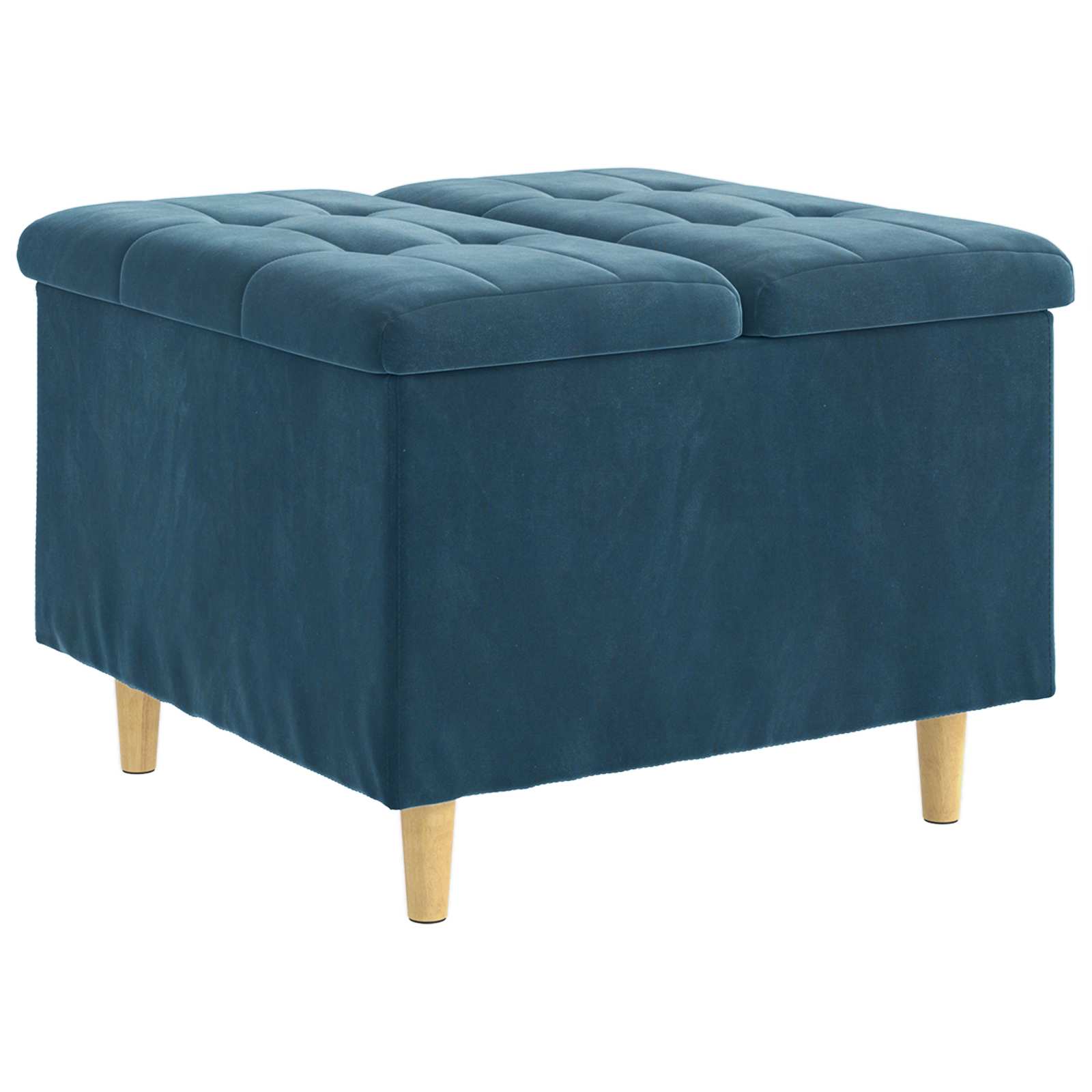Ottoman med förvaring Blå 60 x 60 x 45 cm Sammet