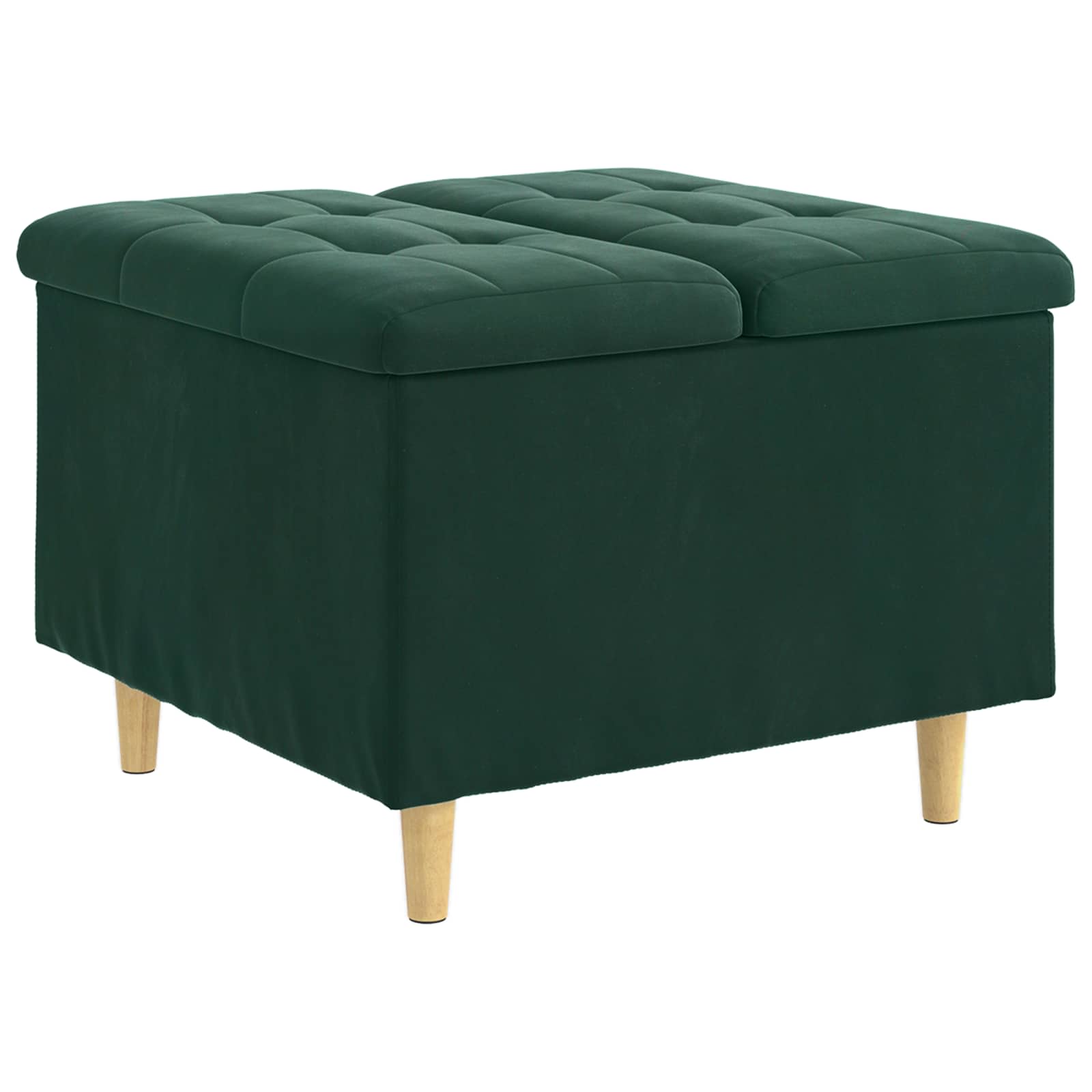 Ottoman med förvaring Mörkgrön 60 x 60 x 45 cm Sammet