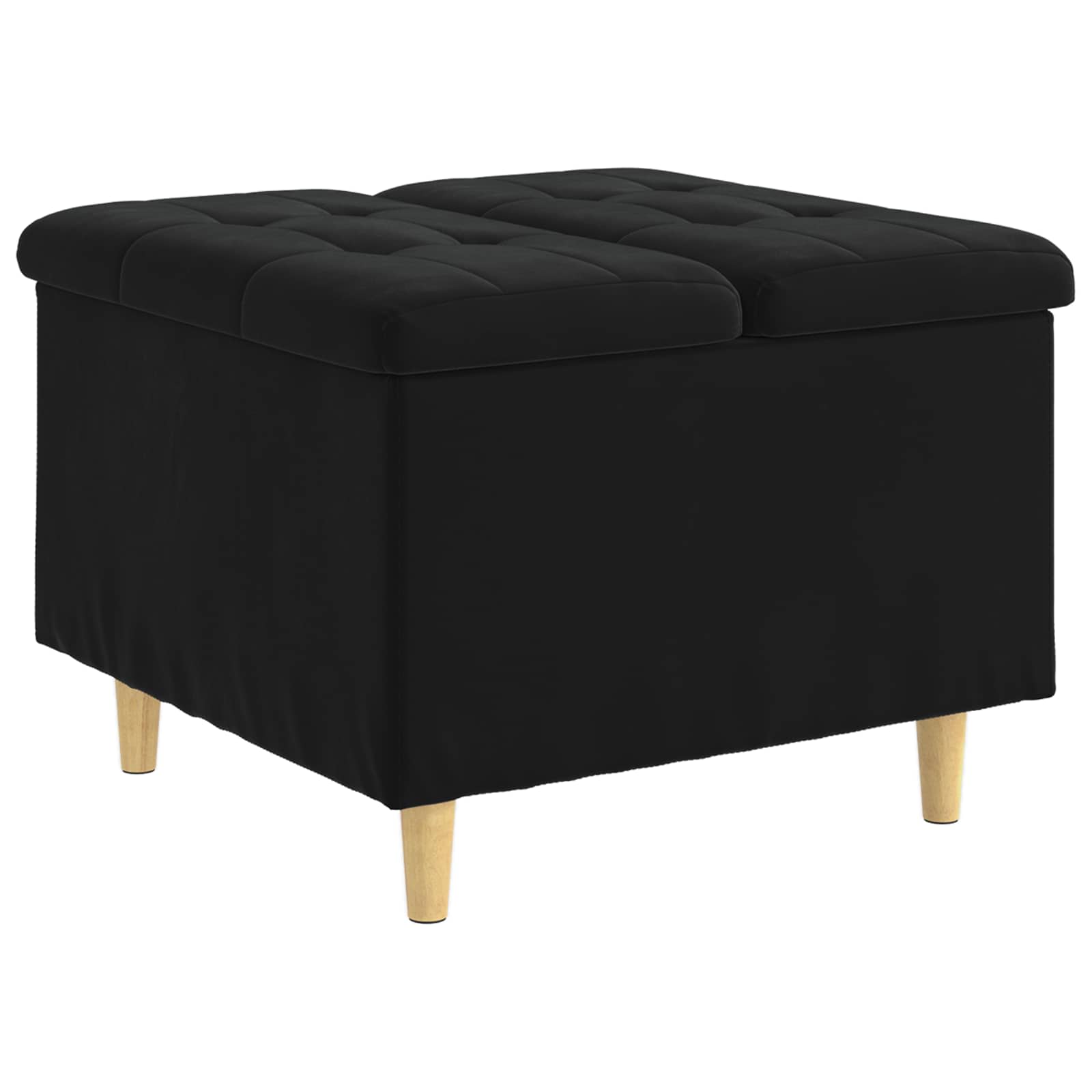 Ottoman med förvaring Svart 60 x 60 x 45 cm Sammet