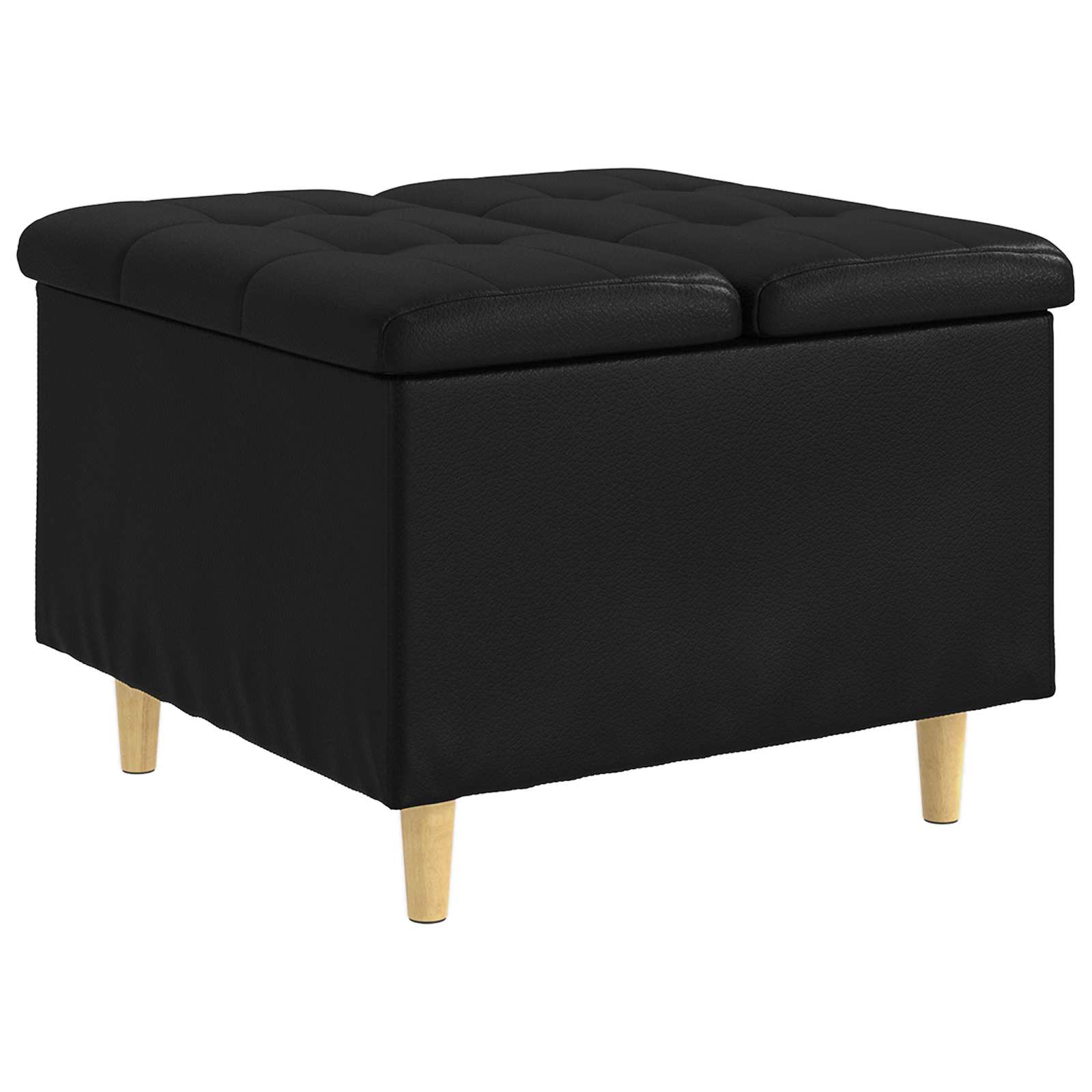 Ottoman med förvaring Svart 60 x 60 x 45 cm Konstläder