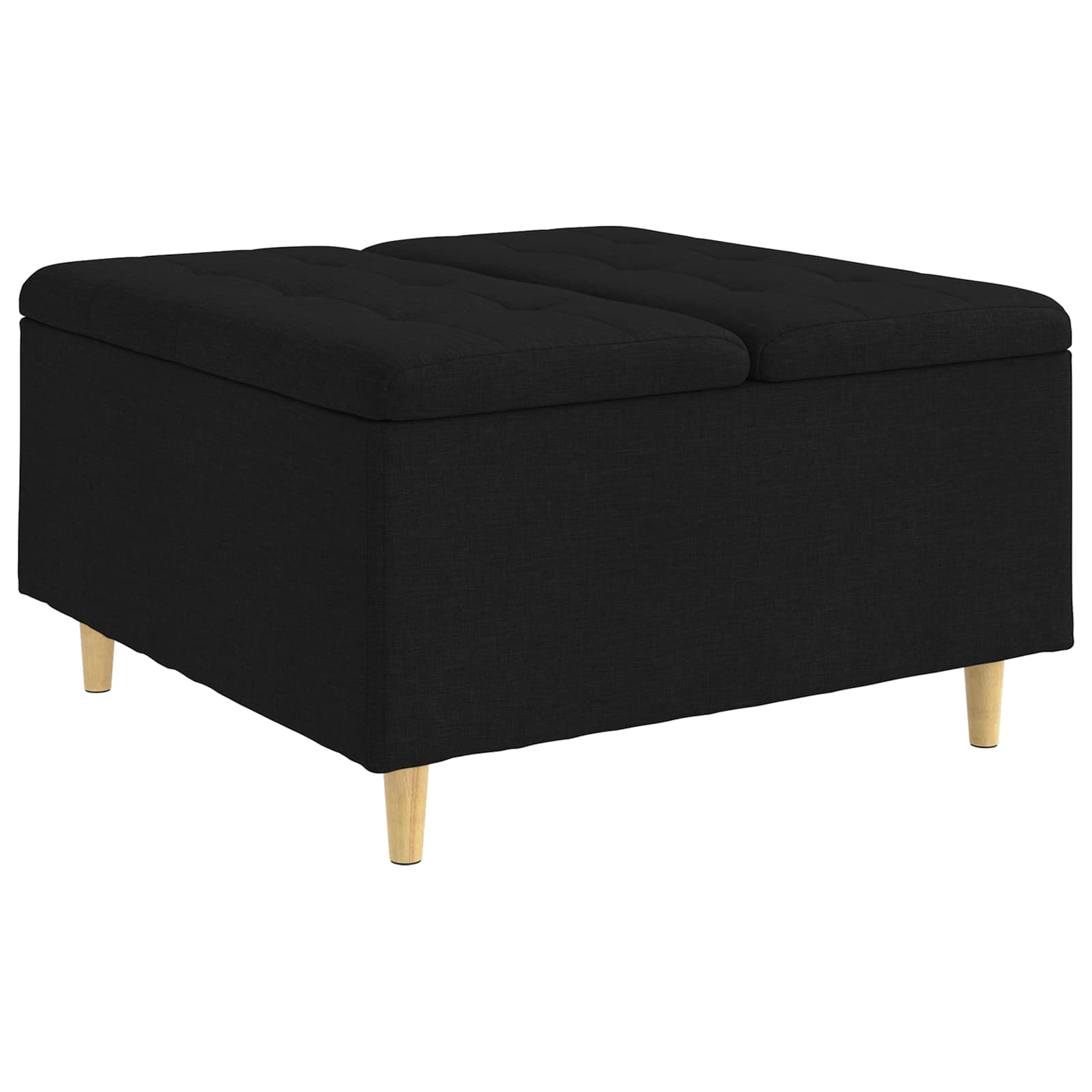 Ottoman med förvaring Svart 80 x 80 x 45 cm tyg