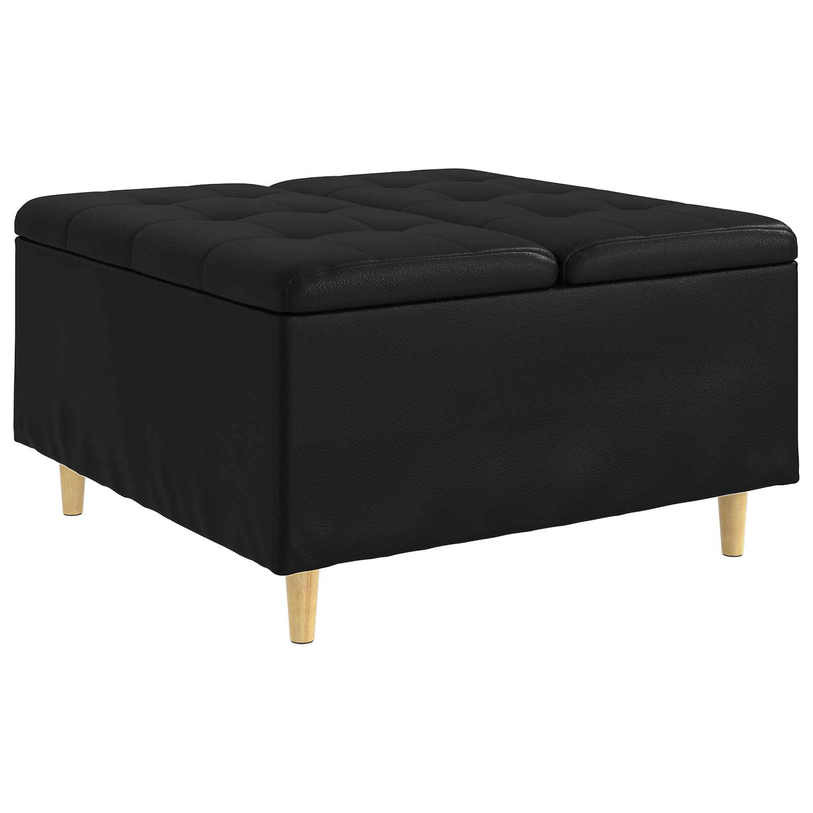 Ottoman med förvaring Svart 80 x 80 x 45 cm Konstläder