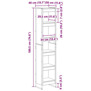Bokskåp Svart Ek 80 x 30 x 155 cm Konstruerat trä