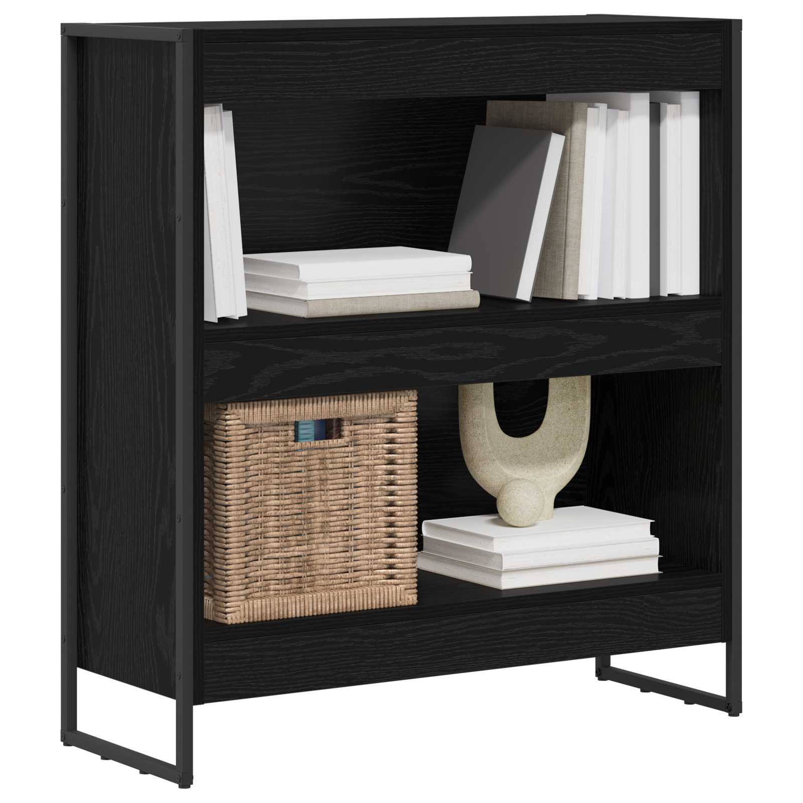 Bokskåp Svart Ek 80 x 30 x 86,5 cm Konstruerat trä