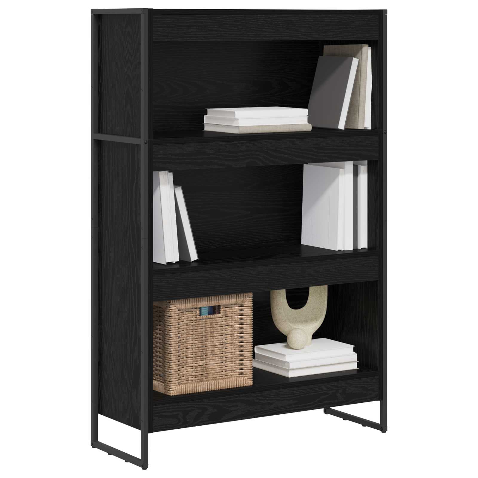 Bokskåp Svart Ek 80 x 30 x 121 cm Konstruerat trä