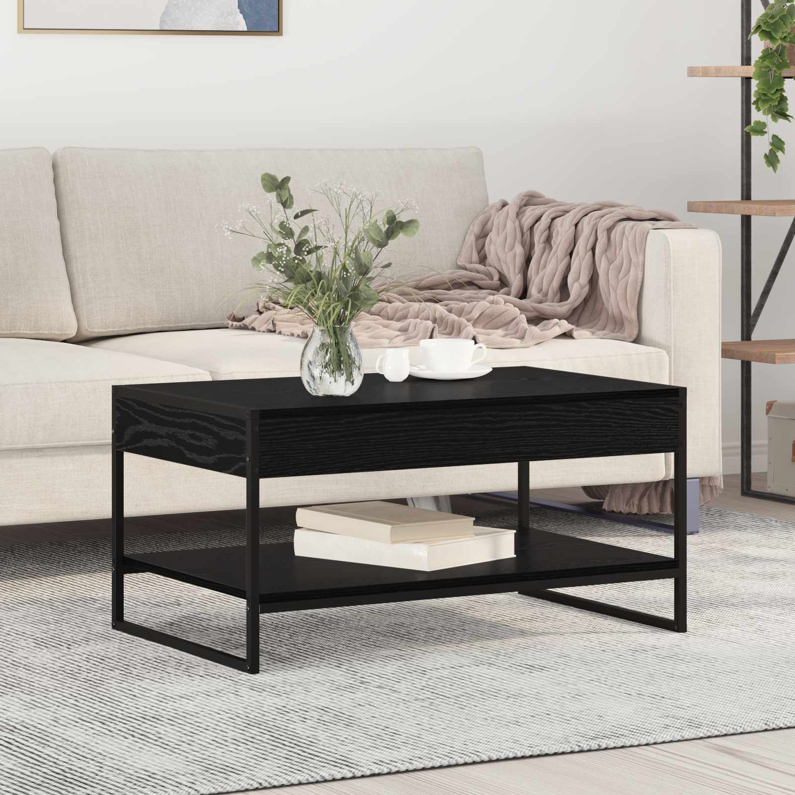 Kaffeebord Svart Ek 80 x 50 x 40 cm Konstruerat trä