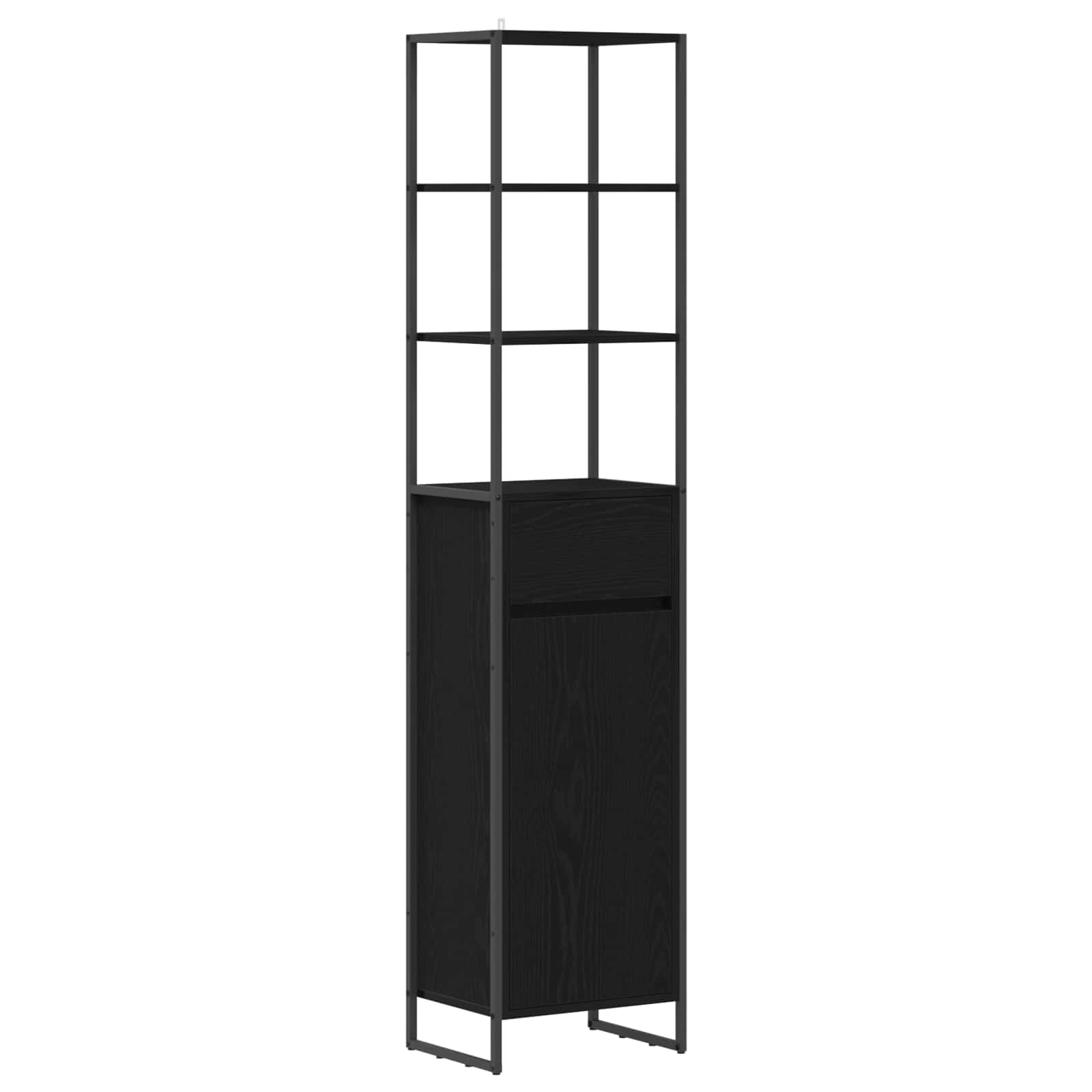 Badrumsskåp Svart Ek 40 x 30 x 180 cm Konstruerat trä