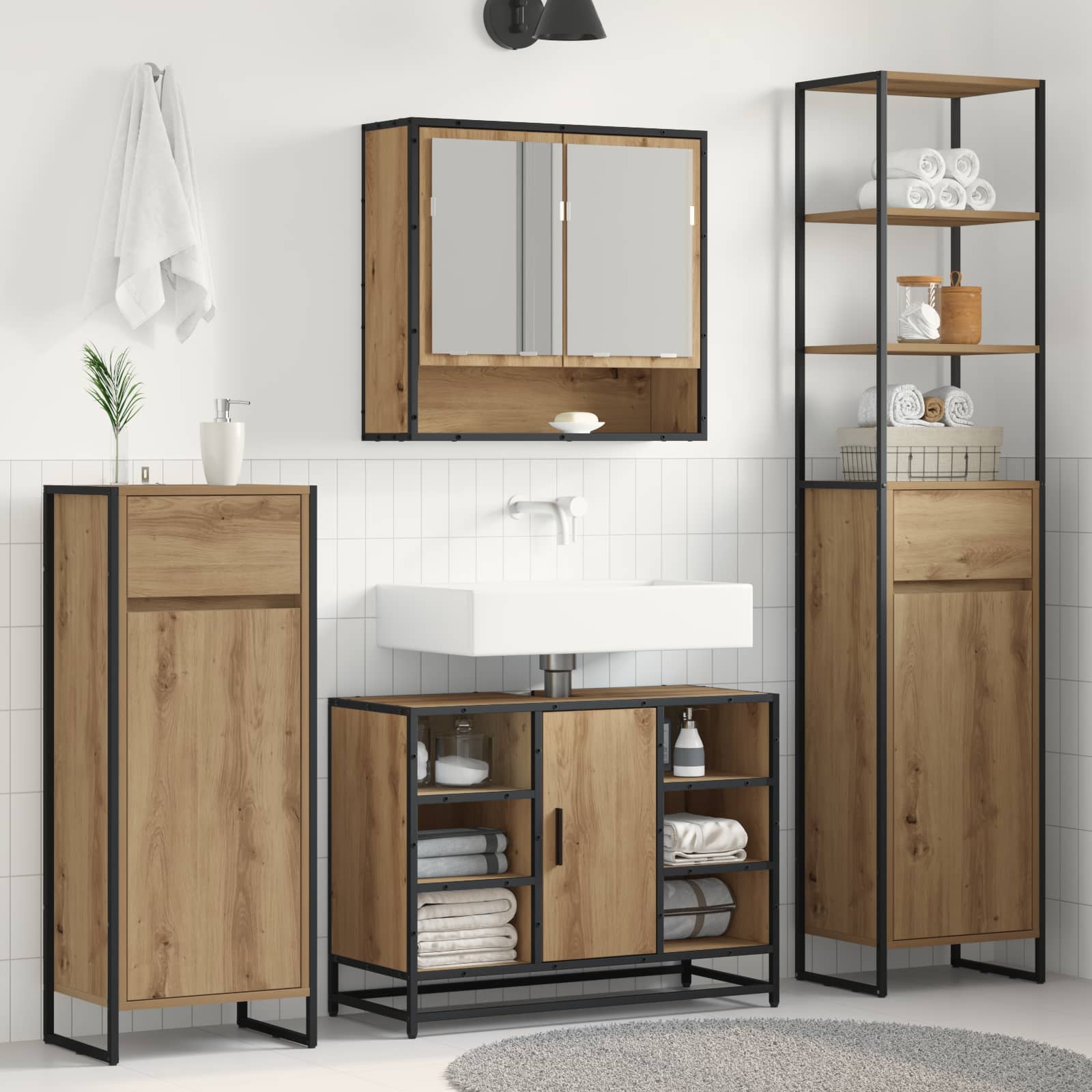 Badrumsskåp Artisan Ek 40 x 30 x 100 cm Konstruerat trä