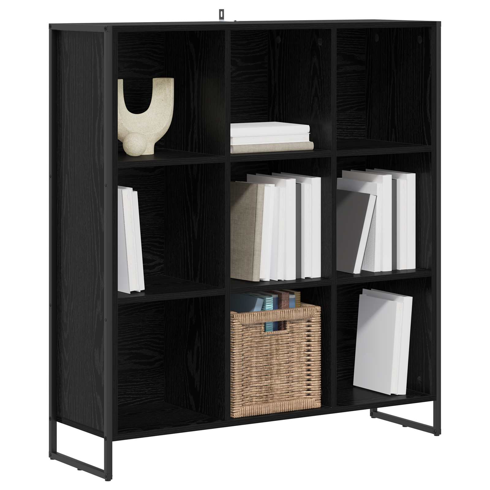 Bokskåp Svart Ek 99.5 x 30 x 108.5 cm Konstruerat trä