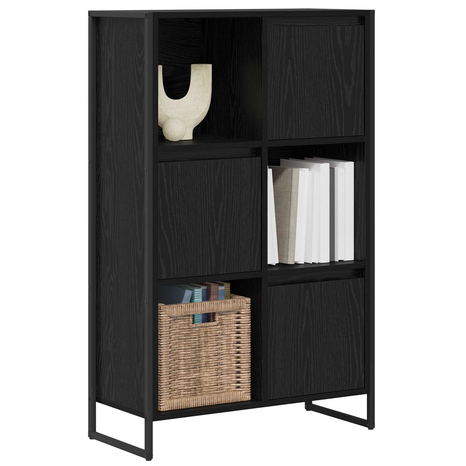 Bokskåp Svart Ek 68 x 30 x 108.5 cm Konstruerat trä