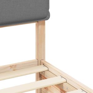 Sängram med Klädd Huvudgavel Ljusgrå 120 x 200 cm Massiv furu