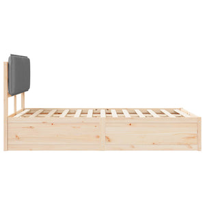 Sängram med Klädd Huvudgavel Ljusgrå 120 x 190 cm Massiv furu