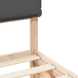 Sängram med Klädd Huvudgavel Mörkgrå 120 x 190 cm Massiv furu