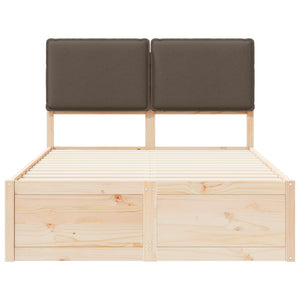 Sängram med Klädd Huvudgavel Taupe 120 x 190 cm Massiv furu