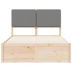 Sängram med Klädd Huvudgavel Ljusgrå 120 x 200 cm Massiv furu