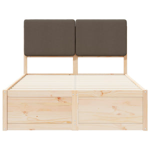 Sängram med Klädd Huvudgavel Taupe 120 x 200 cm Massiv furu
