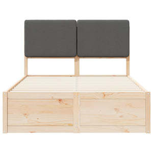 Sängram med Klädd Huvudgavel Mörkgrå 120 x 190 cm Massiv furu