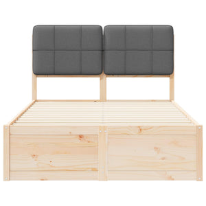 Sängram med Klädd Huvudgavel Mörkgrå 120 x 200 cm Massiv furu