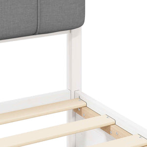 Sängram med Klädd Huvudgavel Ljusgrå 120 x 200 cm Massiv furu