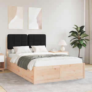 Sängram med Klädd Huvudgavel Svart 120 x 190 cm Massiv furu