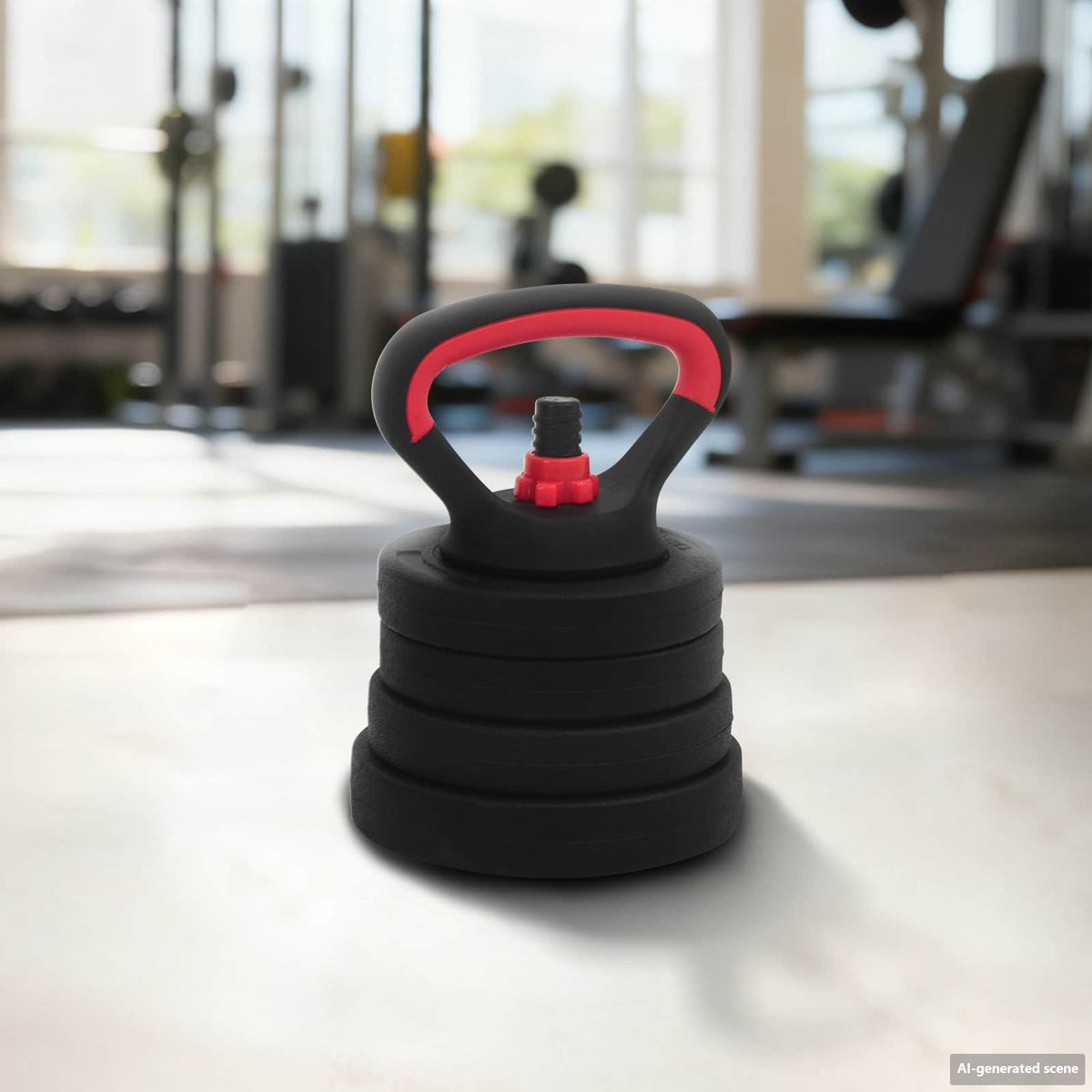 4-i-1 hantel, stång och kettlebell-set 20 kg Svart och Röd