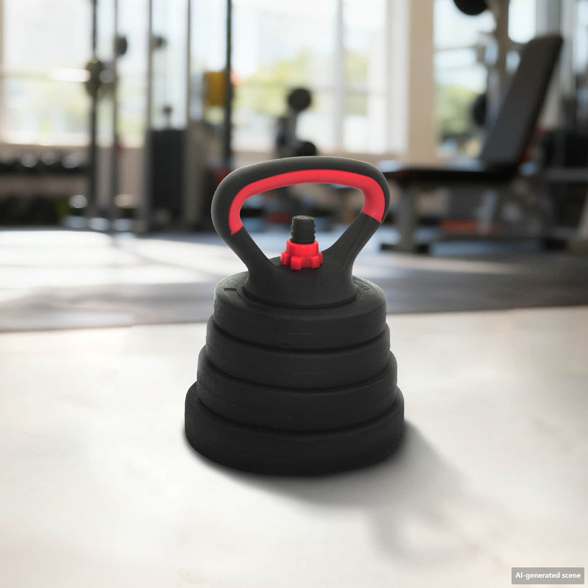 4-i-1 hantel, stång och kettlebell-set 30 kg Svart och Röd