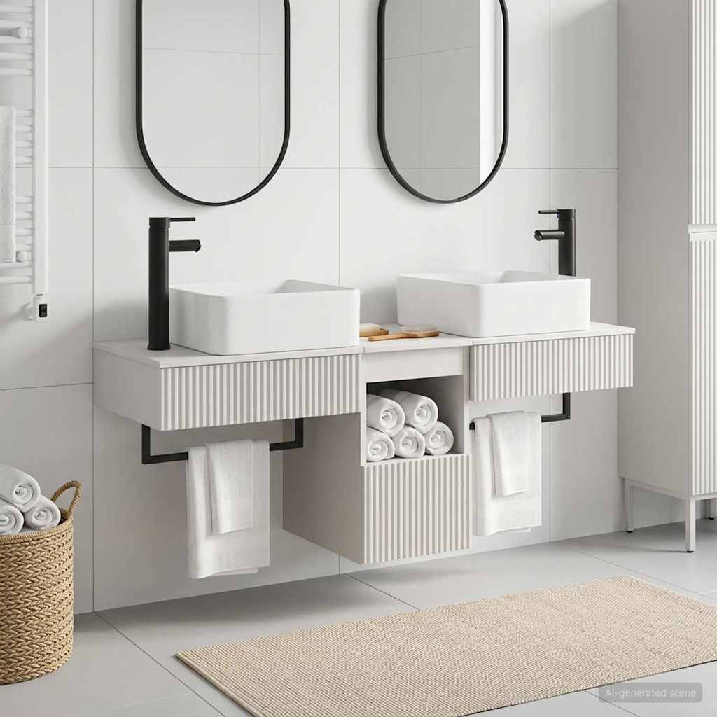 Badrumsskåpsset 3 st Vit 53 x 35 x 39 cm Konstruerat trä
