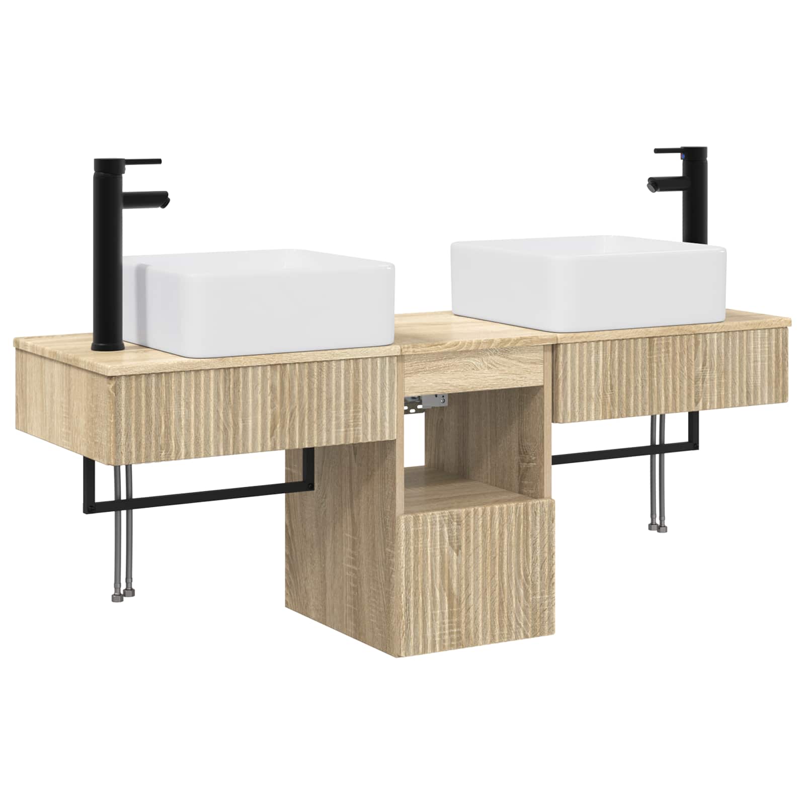Badrumsskåpsset 3 st Sonoma-ek 53 x 35 x 39 cm Konstruerat trä