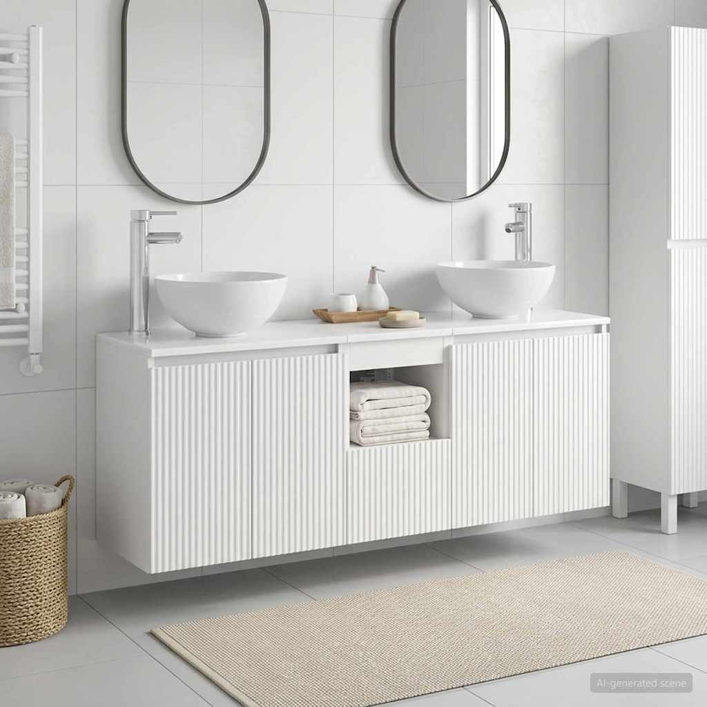 Badrumsskåpsset 3 st Vit 129 x 35 x 80 cm Konstruerat trä
