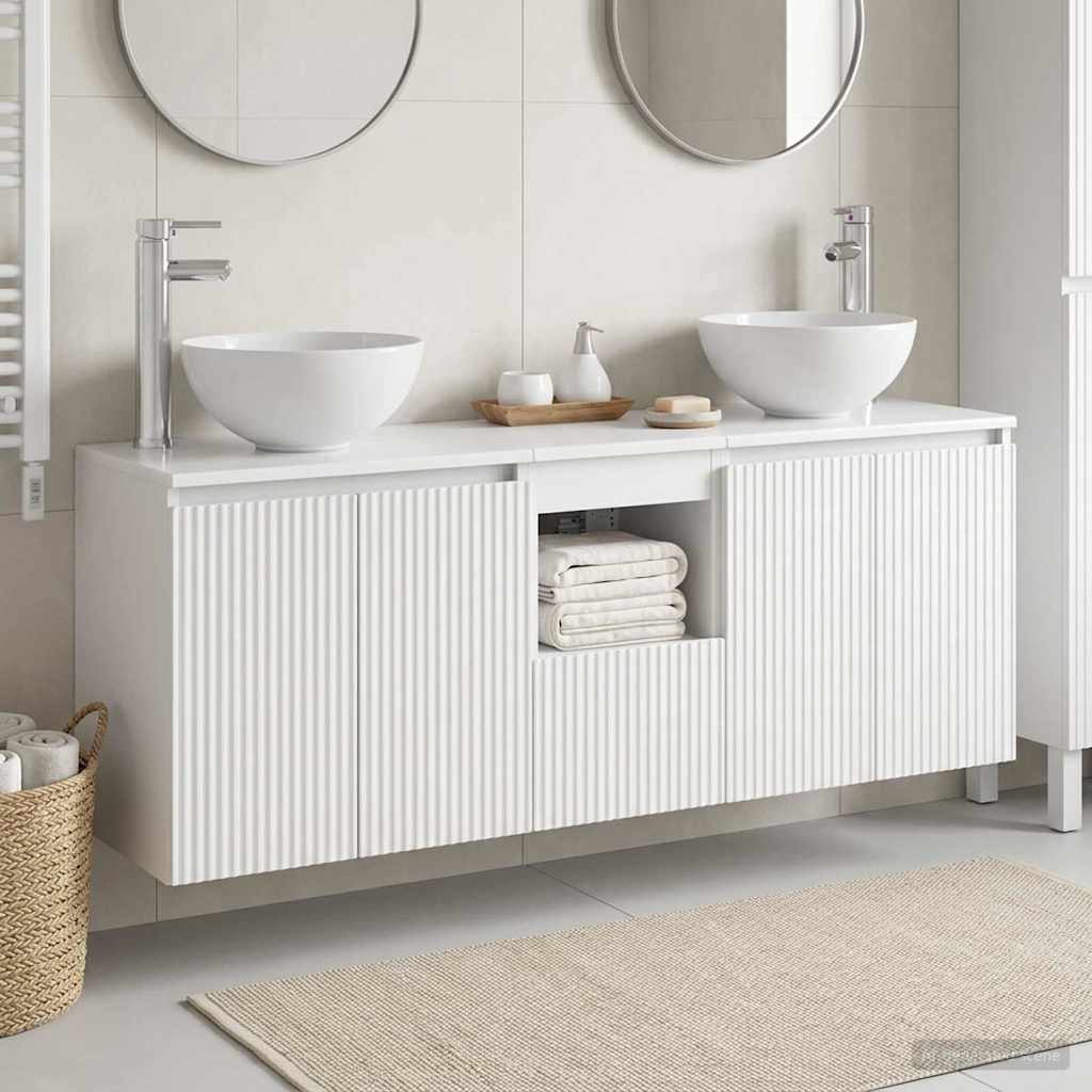 Badrumsskåpsset 3 st Vit 49,5 x 41 x 64,5 cm Konstruerat trä