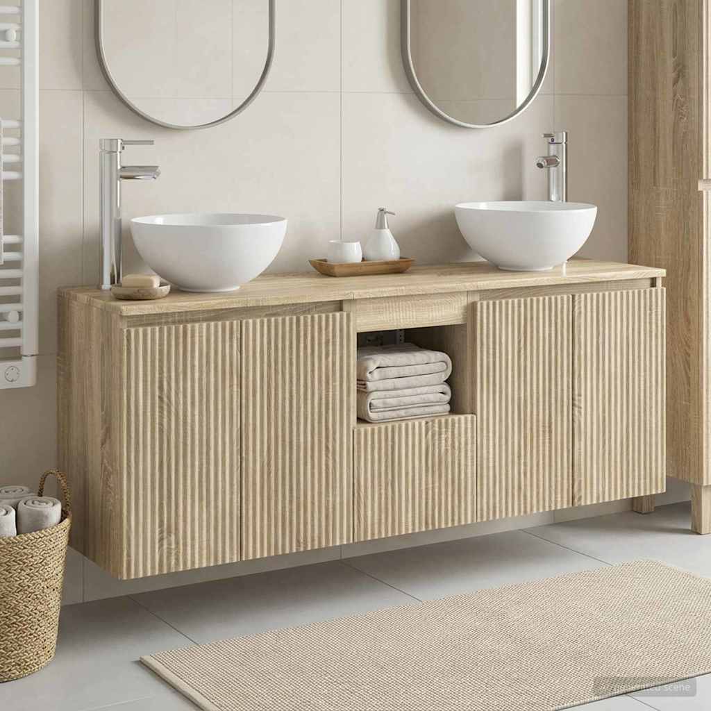 Badrumsskåpsset 3 st Sonoma-ek 49,5 x 41 x 64,5 cm