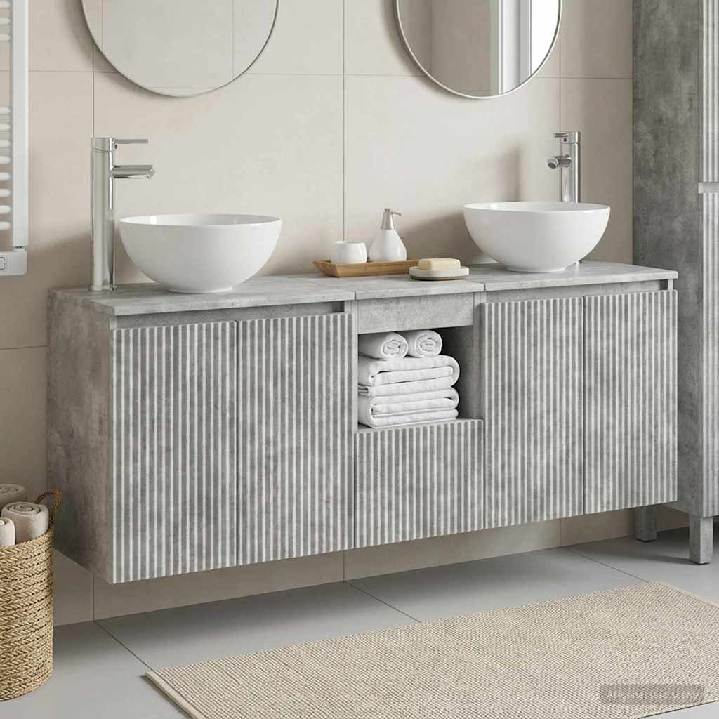 Badrumsskåpsset 3 st Betonggrå 49,5 x 41 x 64,5 cm