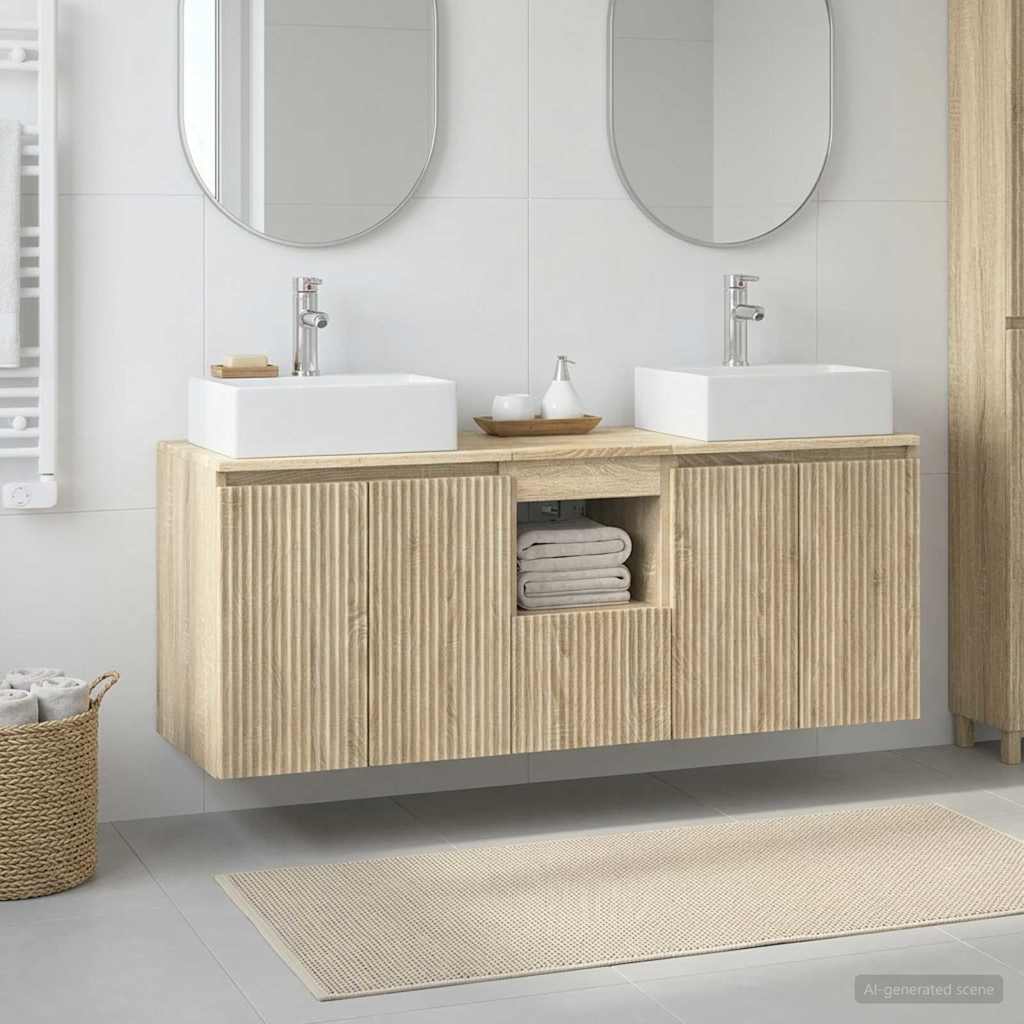 Badrumsskåpsset 3 st Sonoma-ek 49,5 x 41 x 62,5 cm