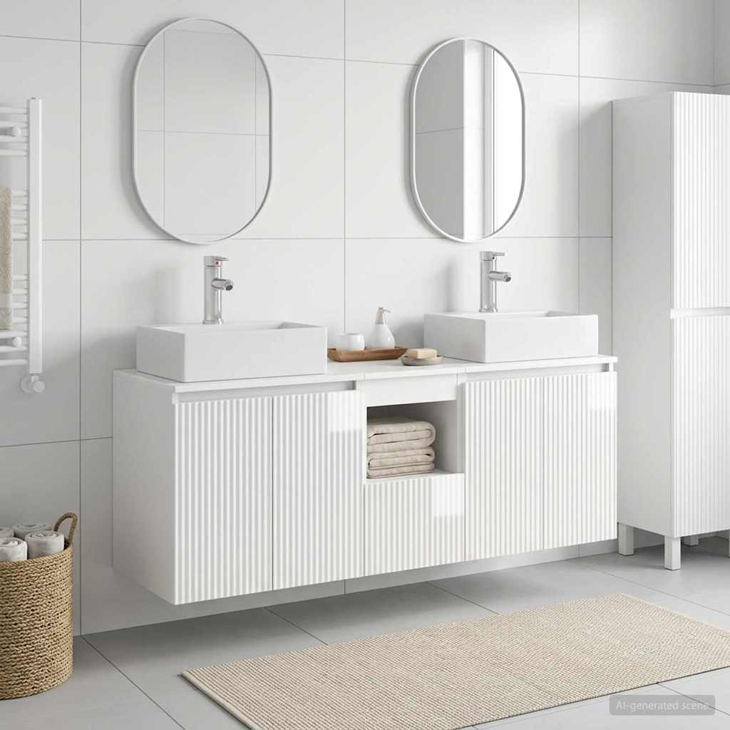 Badrumsskåpsset 3 st Vit högglans 49,5 x 41 x 62,5 cm
