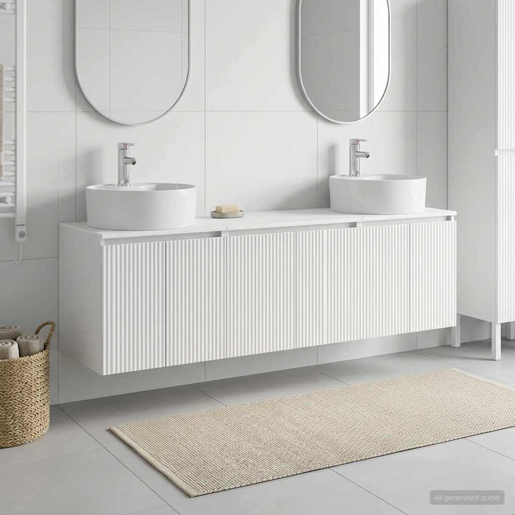 Badrumsskåpsset 3 st Vit 49,5 x 44,5 x 65 cm Konstruerat trä