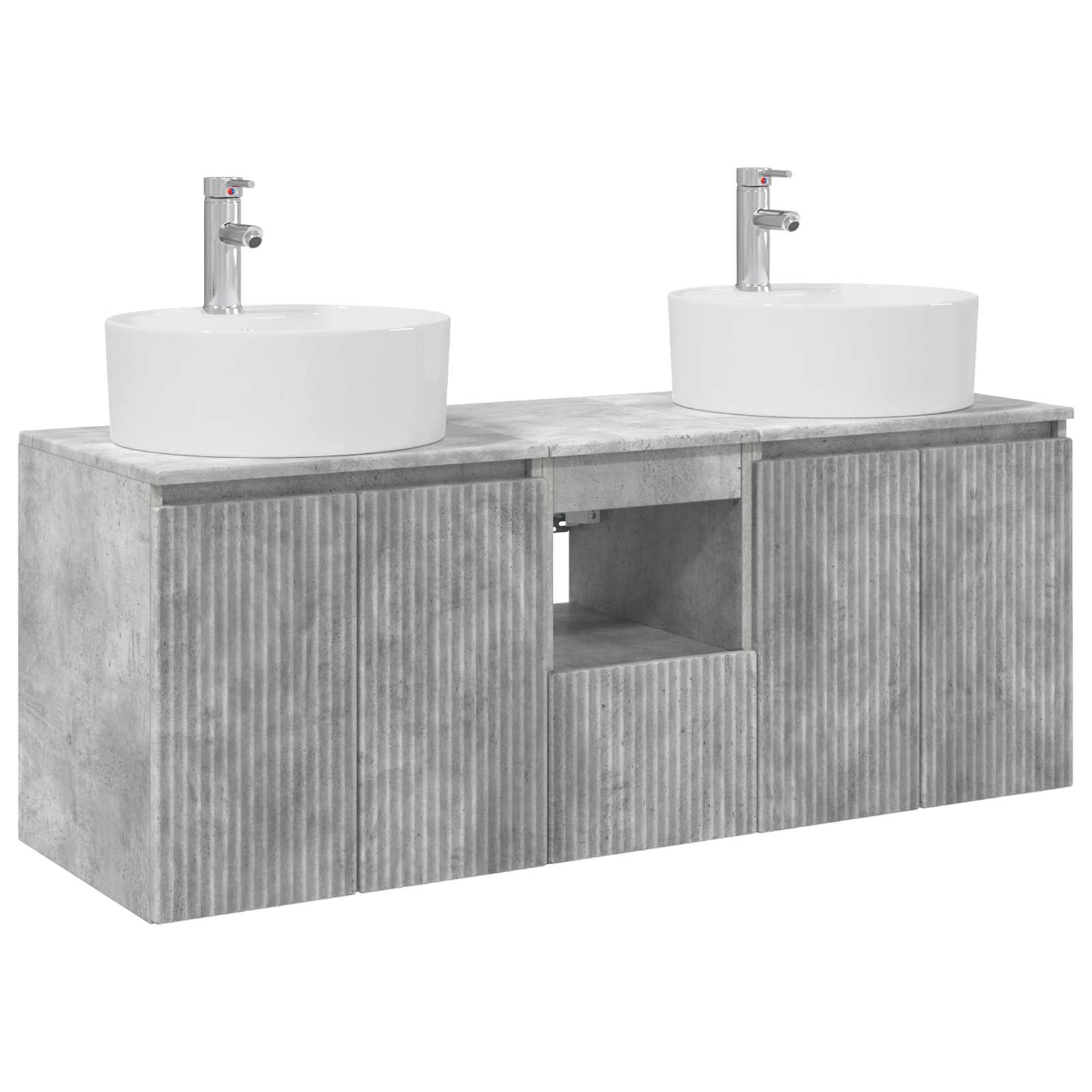 Badrumsskåpsset 3 st Betonggrå 49,5 x 44,5 x 65 cm