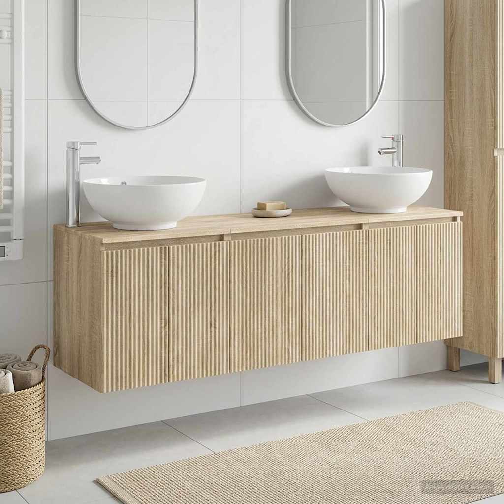 Badrumsskåpsset 3 st Sonoma-ek 49,5 x 44,5 x 65 cm