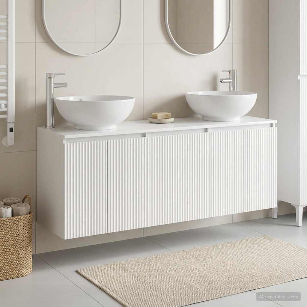 Badrumsskåpsset 3 st Vit högglans 49,5 x 44,5 x 65 cm