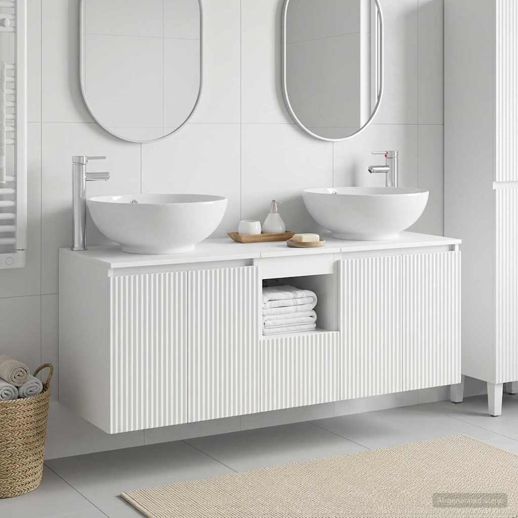 Badrumsskåpsset 3 st Vit 129 x 44,5 x 80 cm Konstruerat trä
