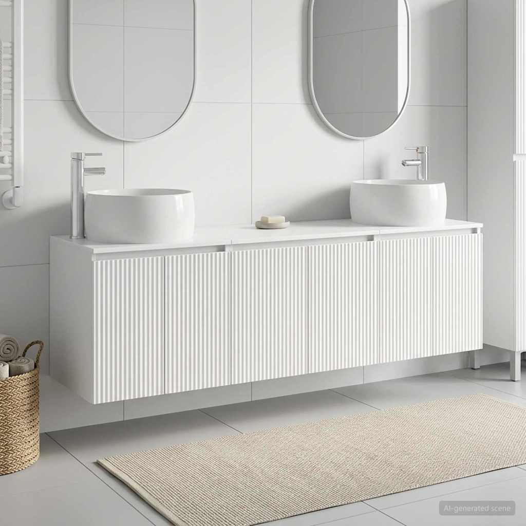 Badrumsskåpsset 3 st Vit högglans 49,5 x 44,5 x 66 cm