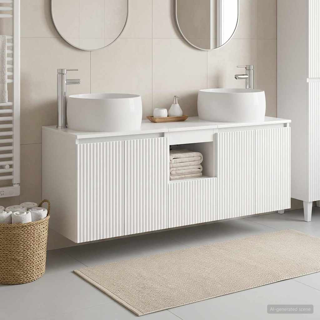 Badrumsskåpsset 3 st Vit högglans 49,5 x 44,5 x 66 cm