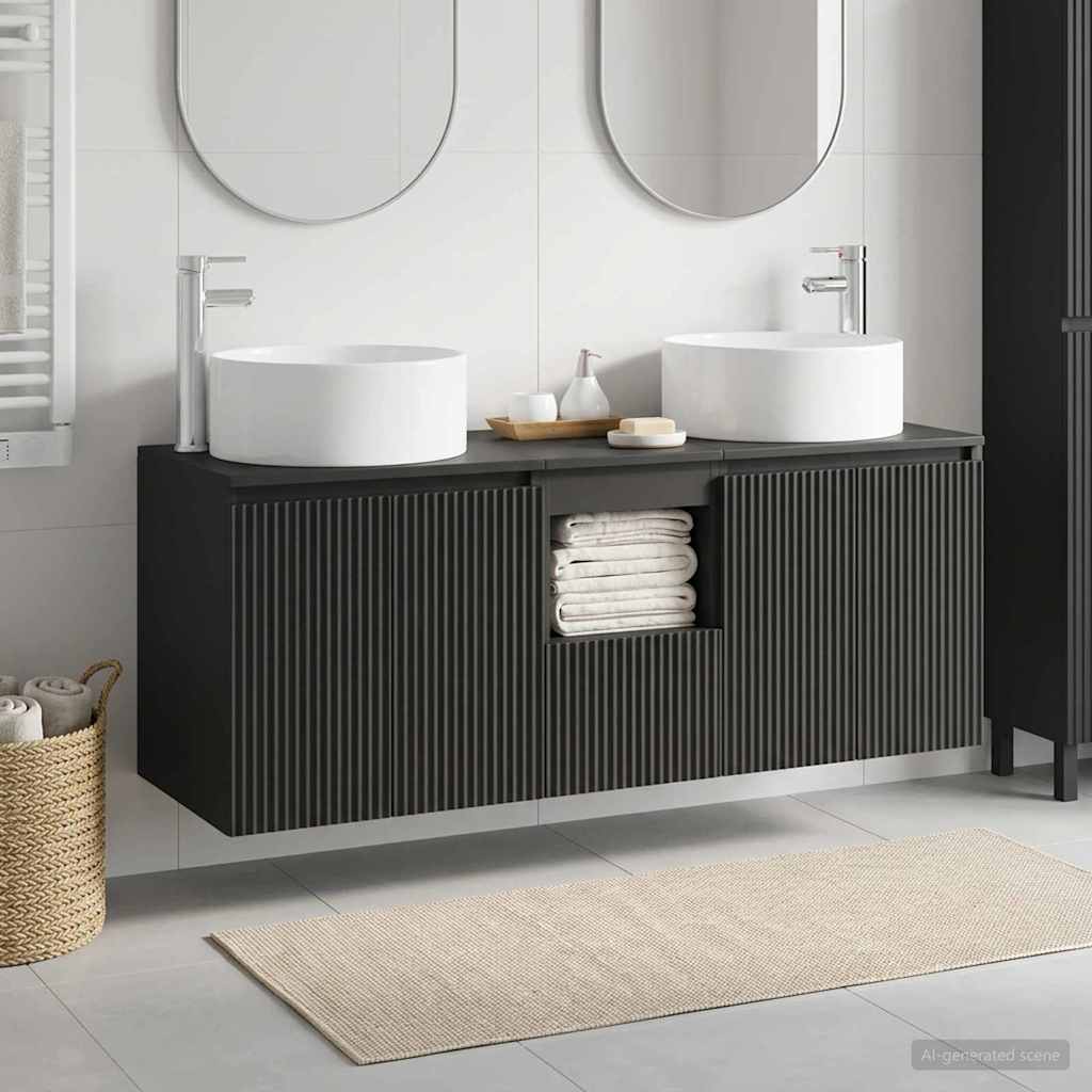 Badrumsskåpsset 3 st Svart 49,5 x 44,5 x 65,5 cm